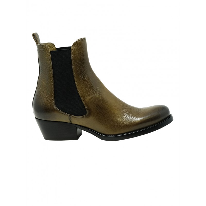 SARTORE SR421001 TOSCANO GREEN OLIVE LEATHER ANKLE BOOTS