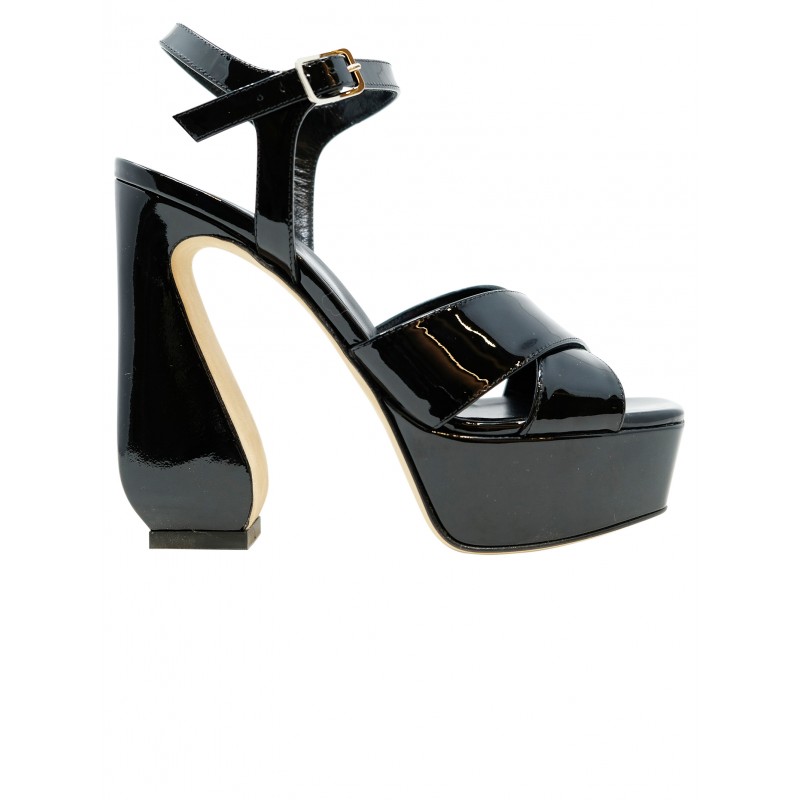 SI ROSSI A93780-MMVV25-1000-111 BLACK PATENT LEATHER SANDALS