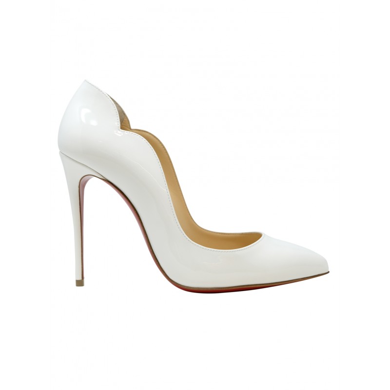 CHRISTIAN LOUBOUTIN 1190911 W222 WHITE PATENT LEATHER HOT CHICK 100 PUMPS
