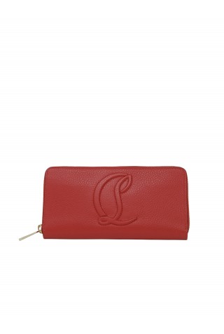 CHRISTIAN LOUBOUTIN 3235083 R297 BY MY SIDE RED CALF LEATHER WALLET