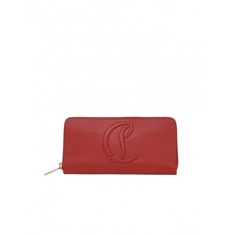 CHRISTIAN LOUBOUTIN 3235083 R297 BY MY SIDE RED CALF LEATHER WALLET